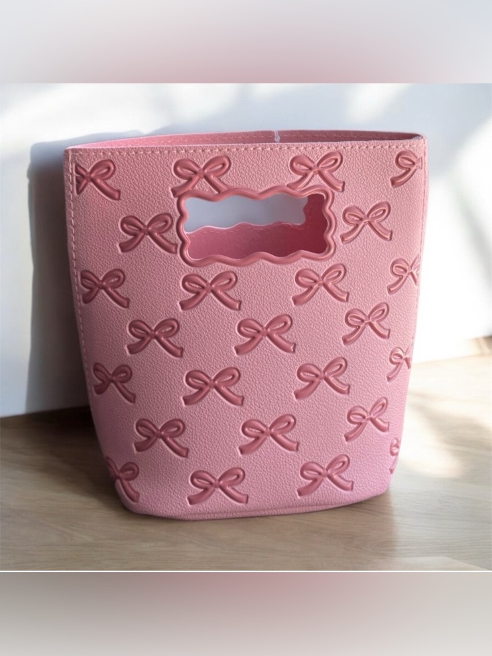 NEW Bath & Body Works Pink Bow Embellished Mini Reusable Gift Cosmetic Women Bag